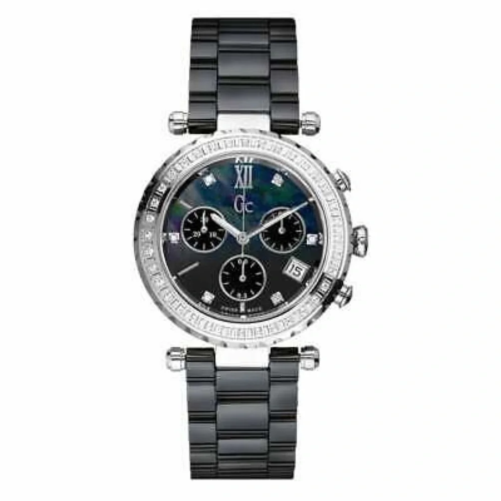 New GUESS Gc Ladies Chronograph Diamond set Ceramic Bracelet watch